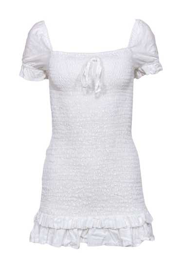 Faithfull the Brand - White Smocked Mini Dress Sz… - image 1