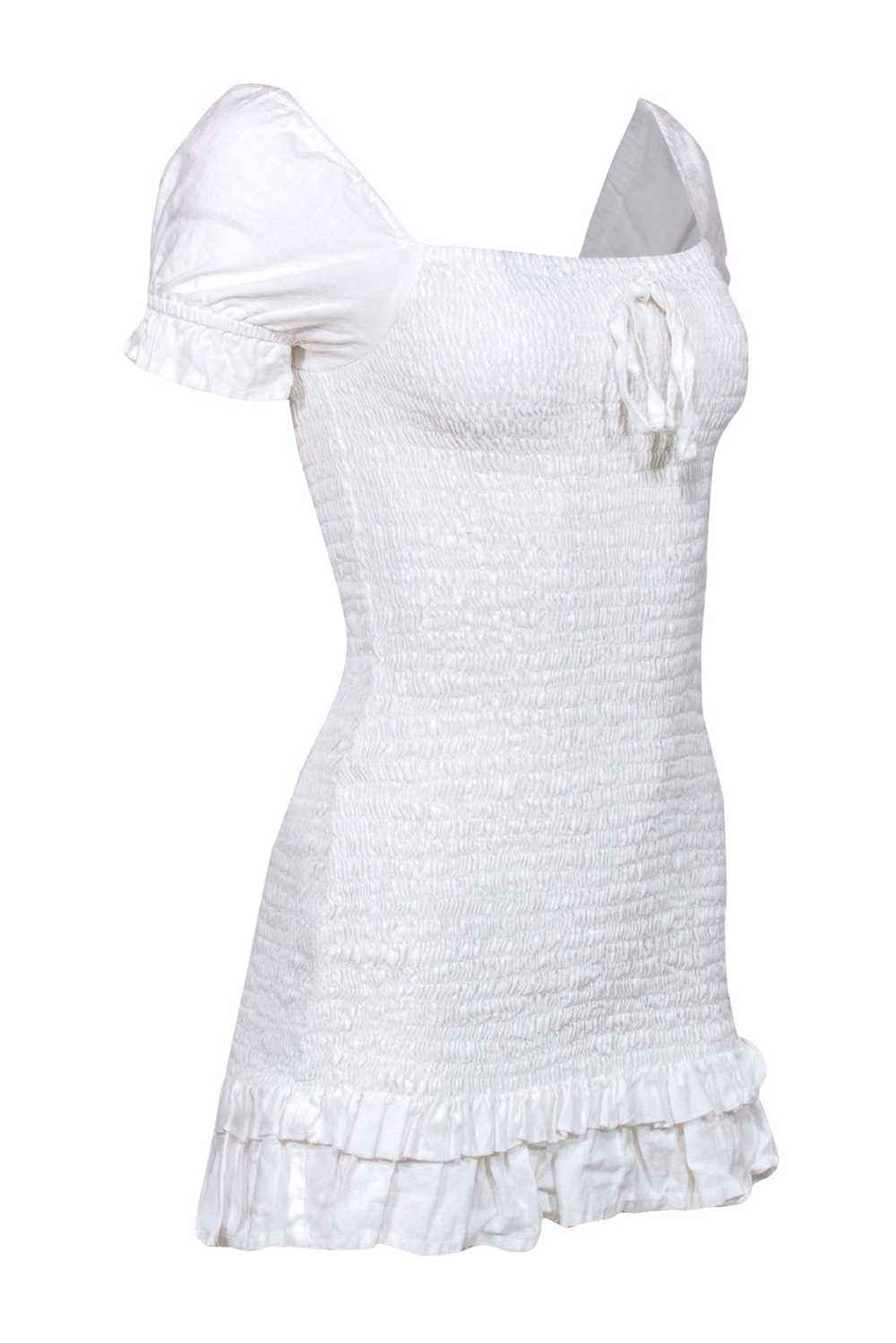 Faithfull the Brand - White Smocked Mini Dress Sz… - image 2