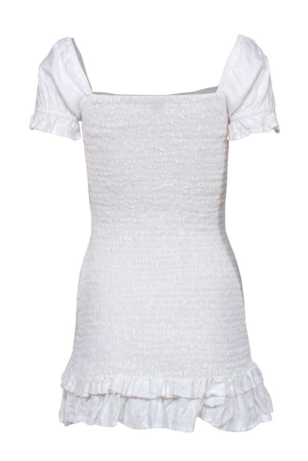 Faithfull the Brand - White Smocked Mini Dress Sz… - image 3