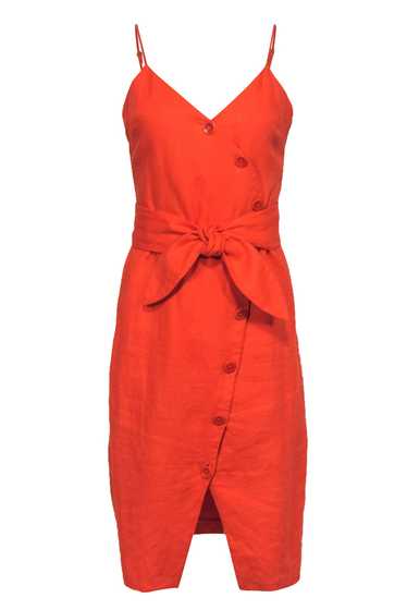 Joie - Bright Orange Sleeveless Button-Up Linen Mi