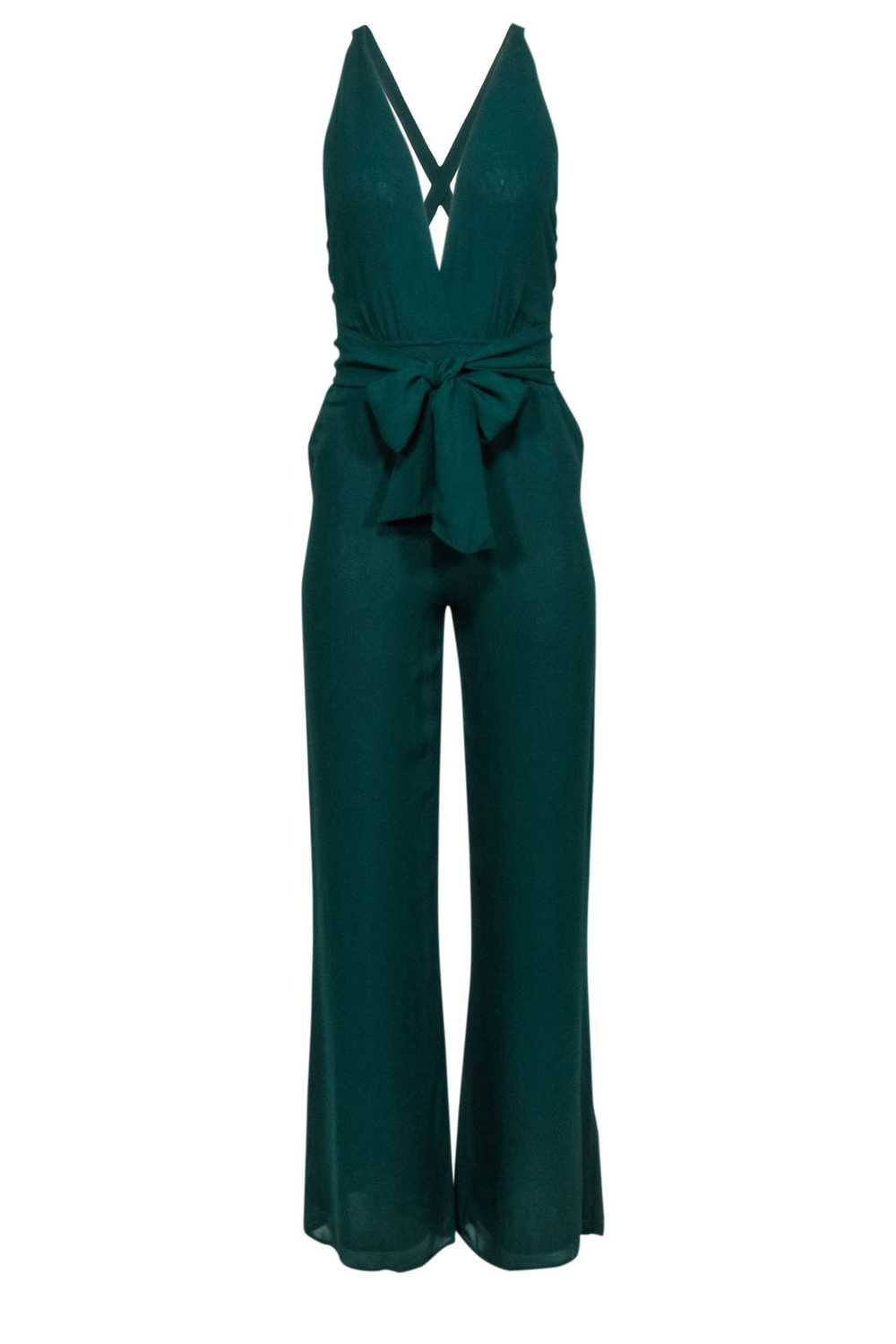 Reformation - Green Open Back Plunging Neckline J… - image 1