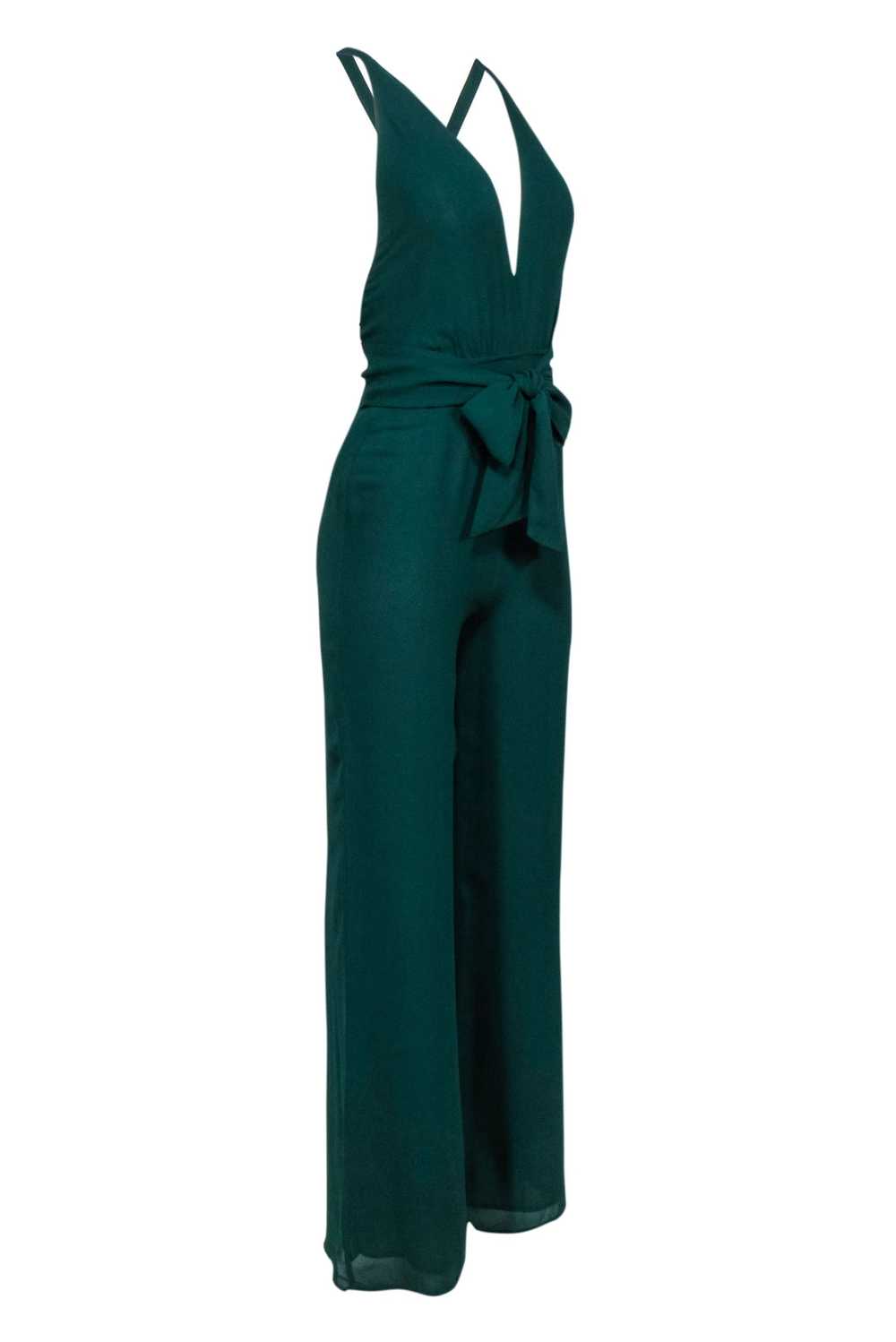 Reformation - Green Open Back Plunging Neckline J… - image 2