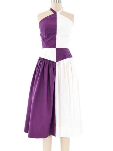 Adele Simpson Colorblock Halter Dress - image 1