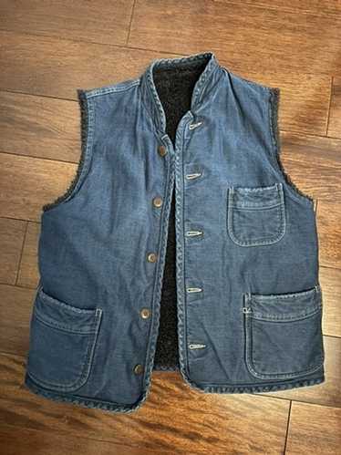45rpm 45r reversible fleece and denim vest size sm