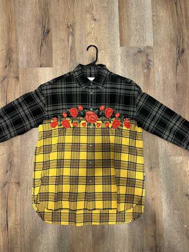 Awake Yellow Flannel Embroidered Rose Shirt