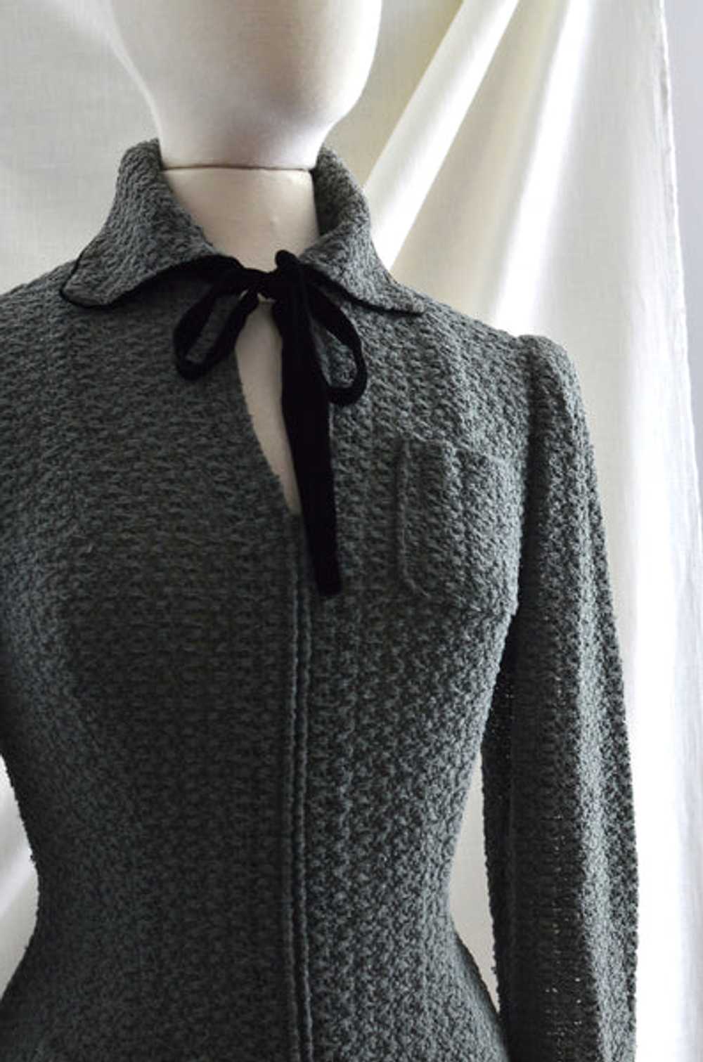 Vintage 1930's Misted Green Knit Dress - image 2