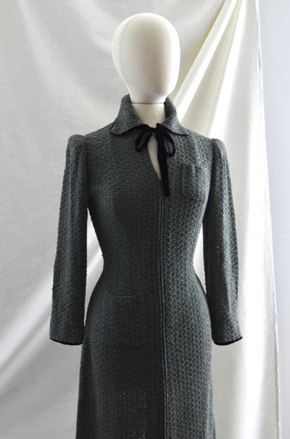 Vintage 1930's Misted Green Knit Dress - image 3