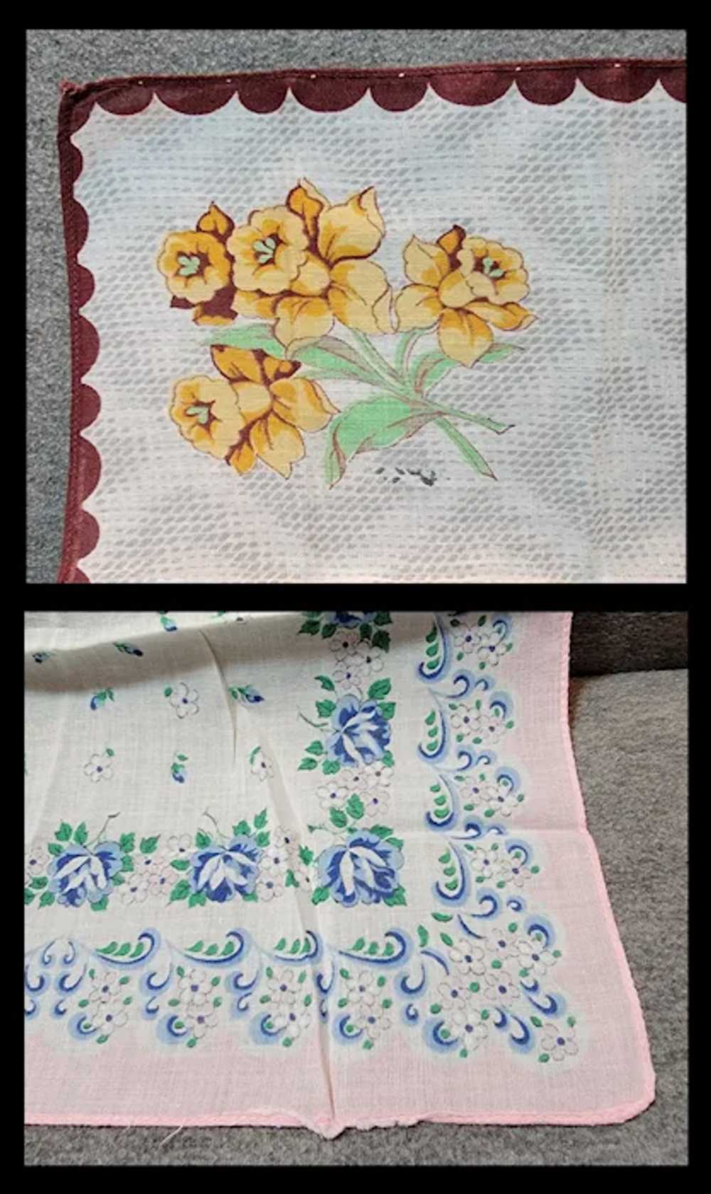 6 Vintage floral handkerchiefs - image 9