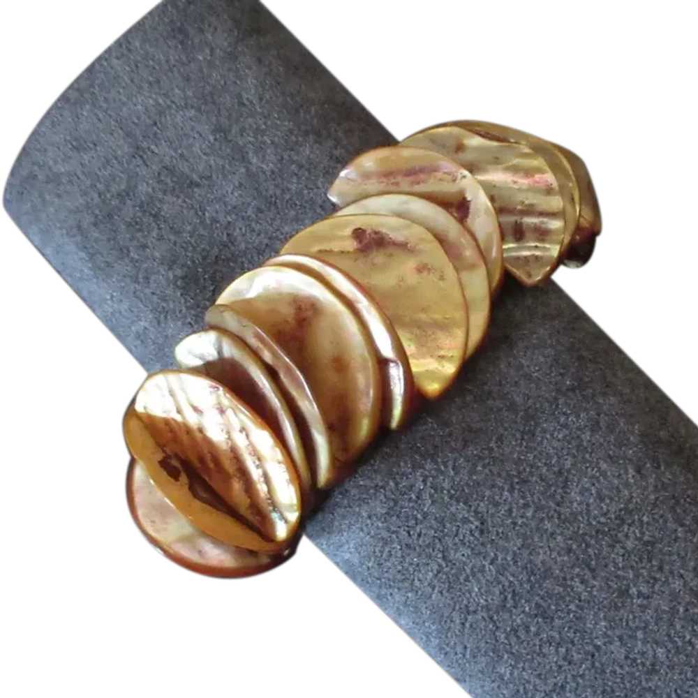 Fun Vintage Bracelet – Copper/Goldtone Colored Ab… - image 1