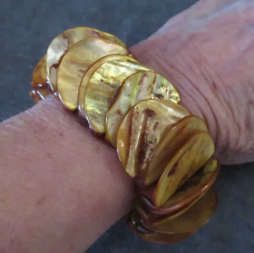 Fun Vintage Bracelet – Copper/Goldtone Colored Ab… - image 5