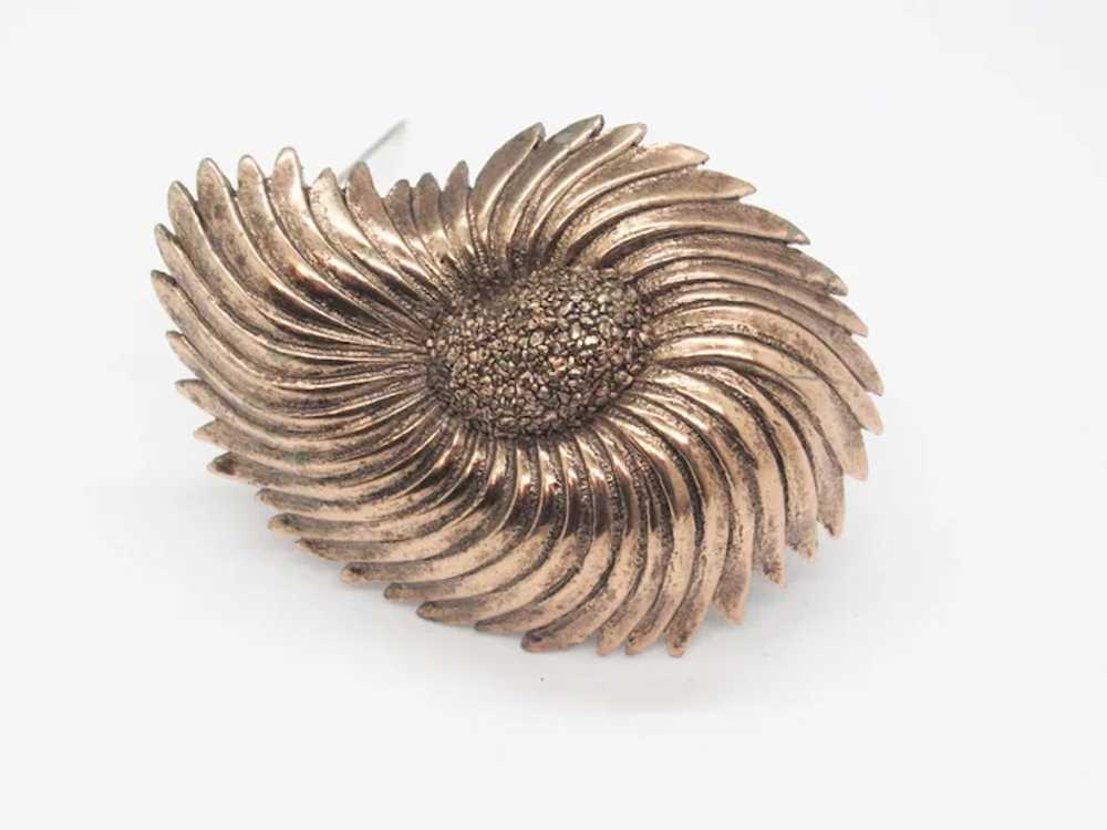 Compelling Vintage Tortolani Copper Shell Brooch - image 3