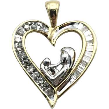 10K .25ctw Mother and Child Diamond Pendant