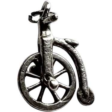 Sterling Silver Mechanical Big Wheel Bicycle Charm - image 1