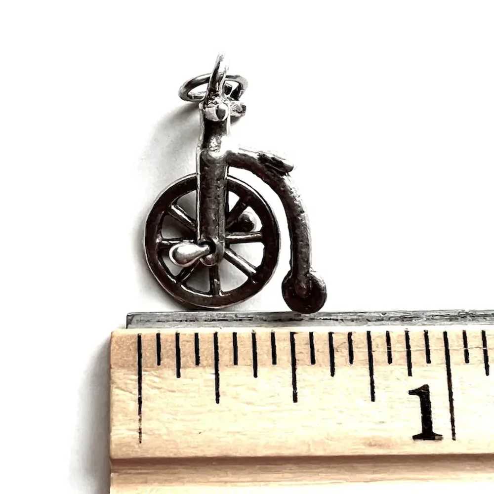 Sterling Silver Mechanical Big Wheel Bicycle Charm - image 4