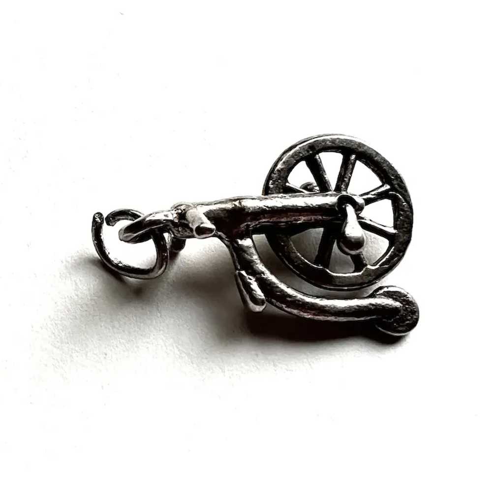 Sterling Silver Mechanical Big Wheel Bicycle Charm - image 6