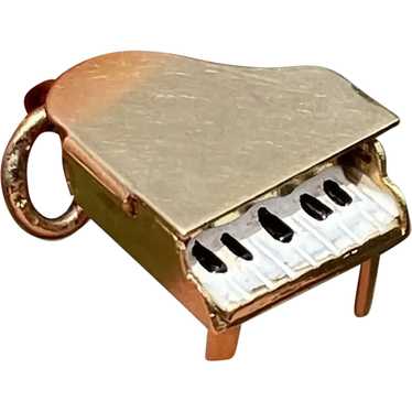 Vintage Upright Piano 14k Gold and Enamel Charm