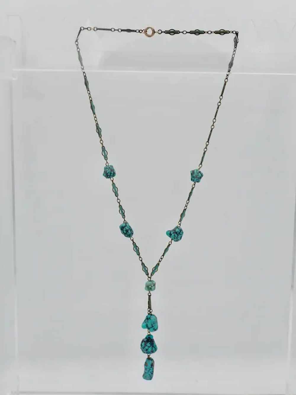 Antique Edwardian Negligee Turquoise Necklace - 9… - image 2