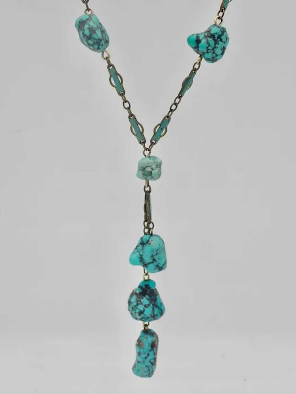 Antique Edwardian Negligee Turquoise Necklace - 9… - image 3