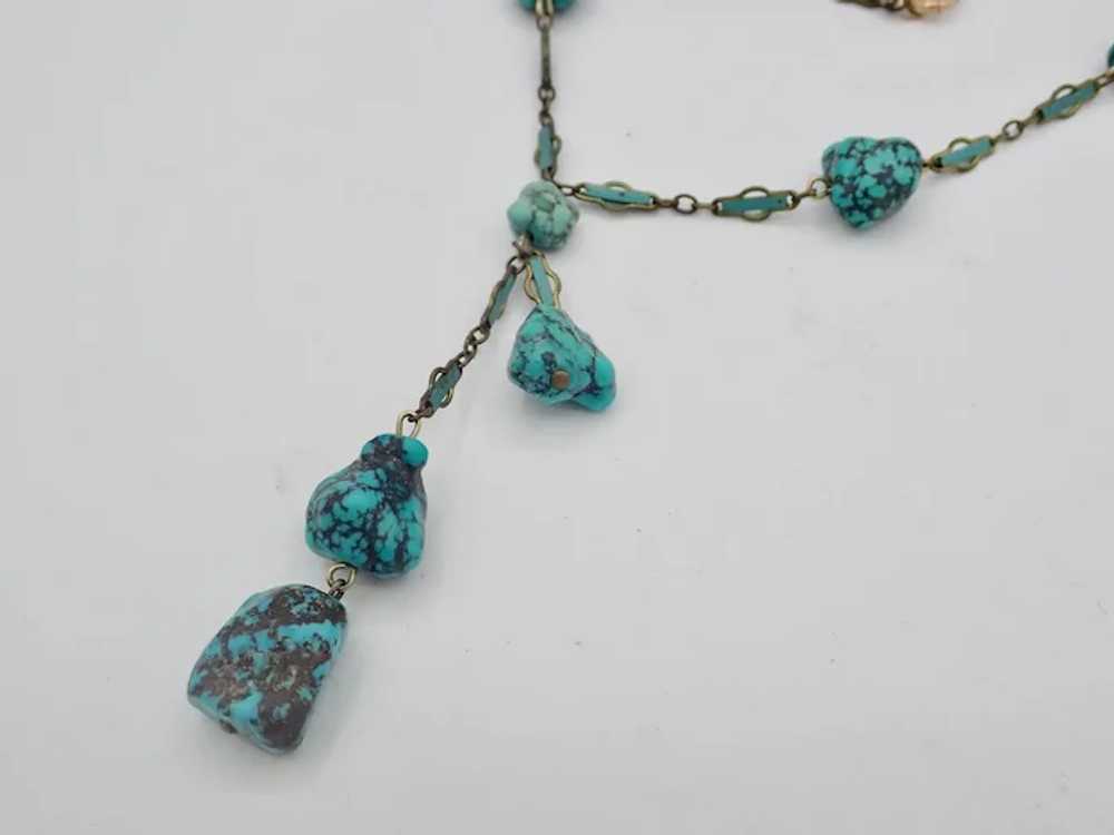 Antique Edwardian Negligee Turquoise Necklace - 9… - image 4