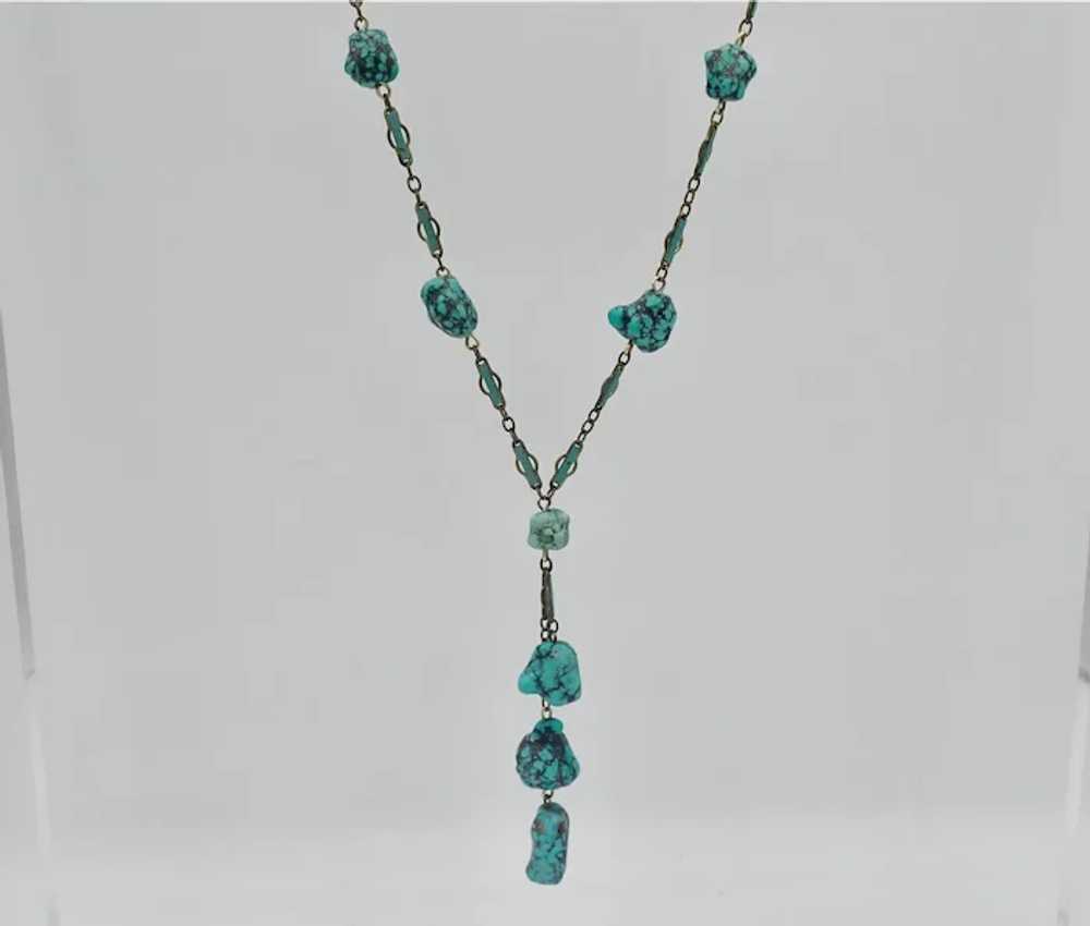 Antique Edwardian Negligee Turquoise Necklace - 9… - image 5