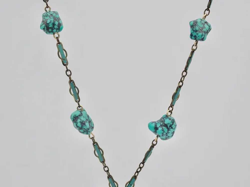 Antique Edwardian Negligee Turquoise Necklace - 9… - image 6