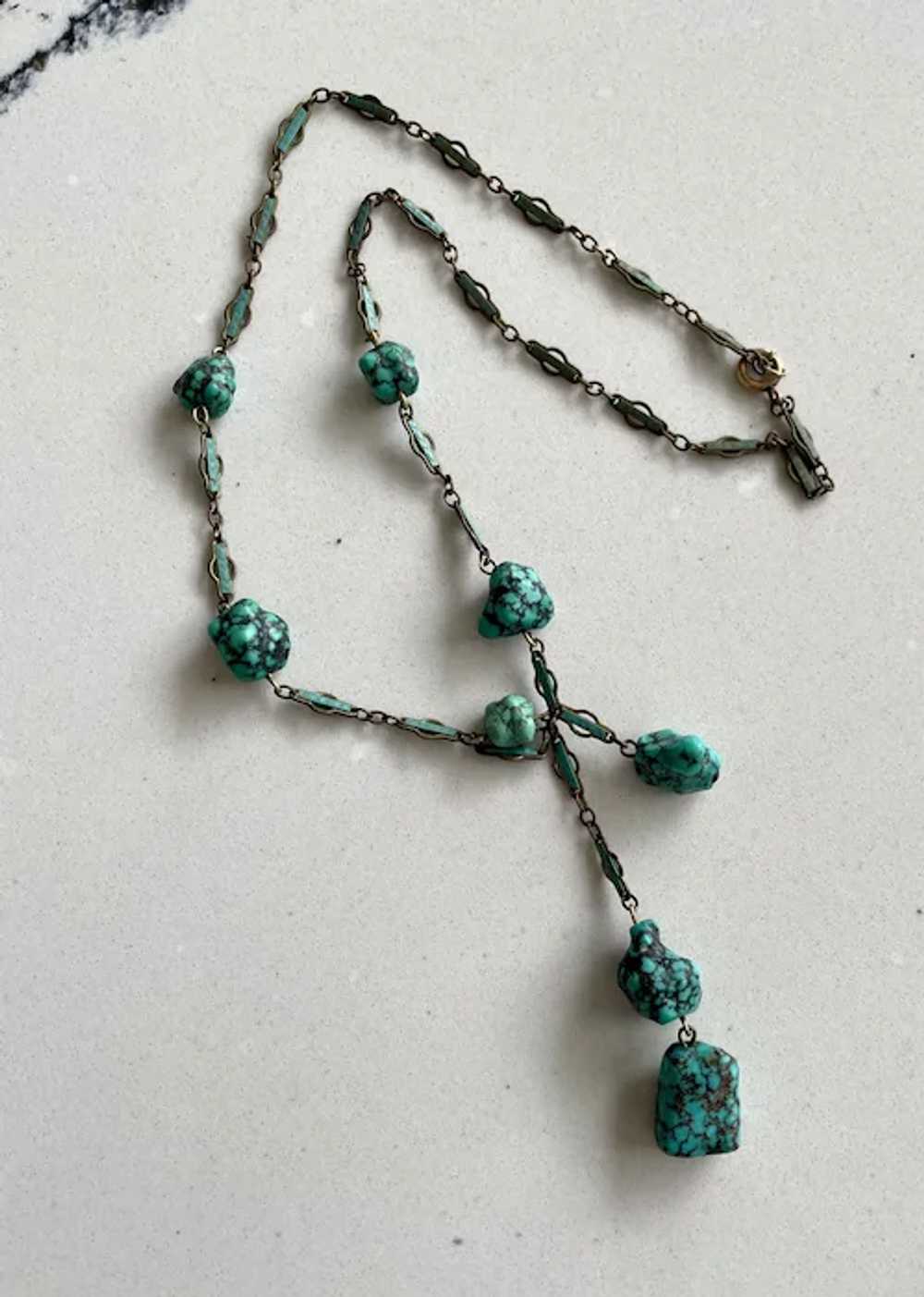 Antique Edwardian Negligee Turquoise Necklace - 9… - image 7