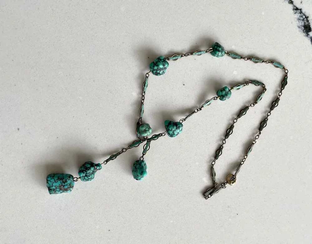 Antique Edwardian Negligee Turquoise Necklace - 9… - image 8