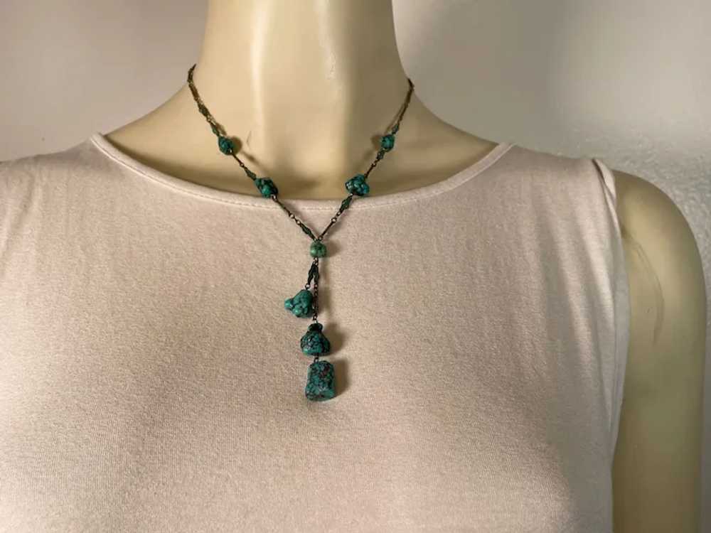 Antique Edwardian Negligee Turquoise Necklace - 9… - image 9