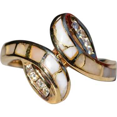 Ladies Signed 14K Yellow Gold Ring set with Gold … - image 1