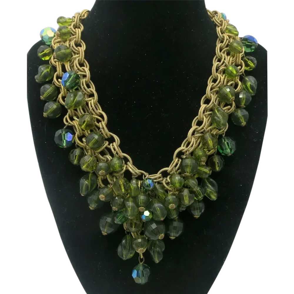 DeMario Dangle Beaded Bib Necklace Gold tone Shad… - image 1