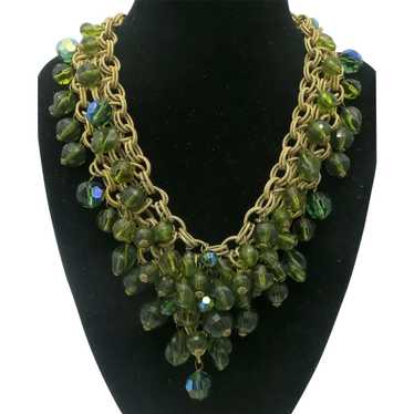 DeMario Dangle Beaded Bib Necklace Gold tone Shad… - image 1