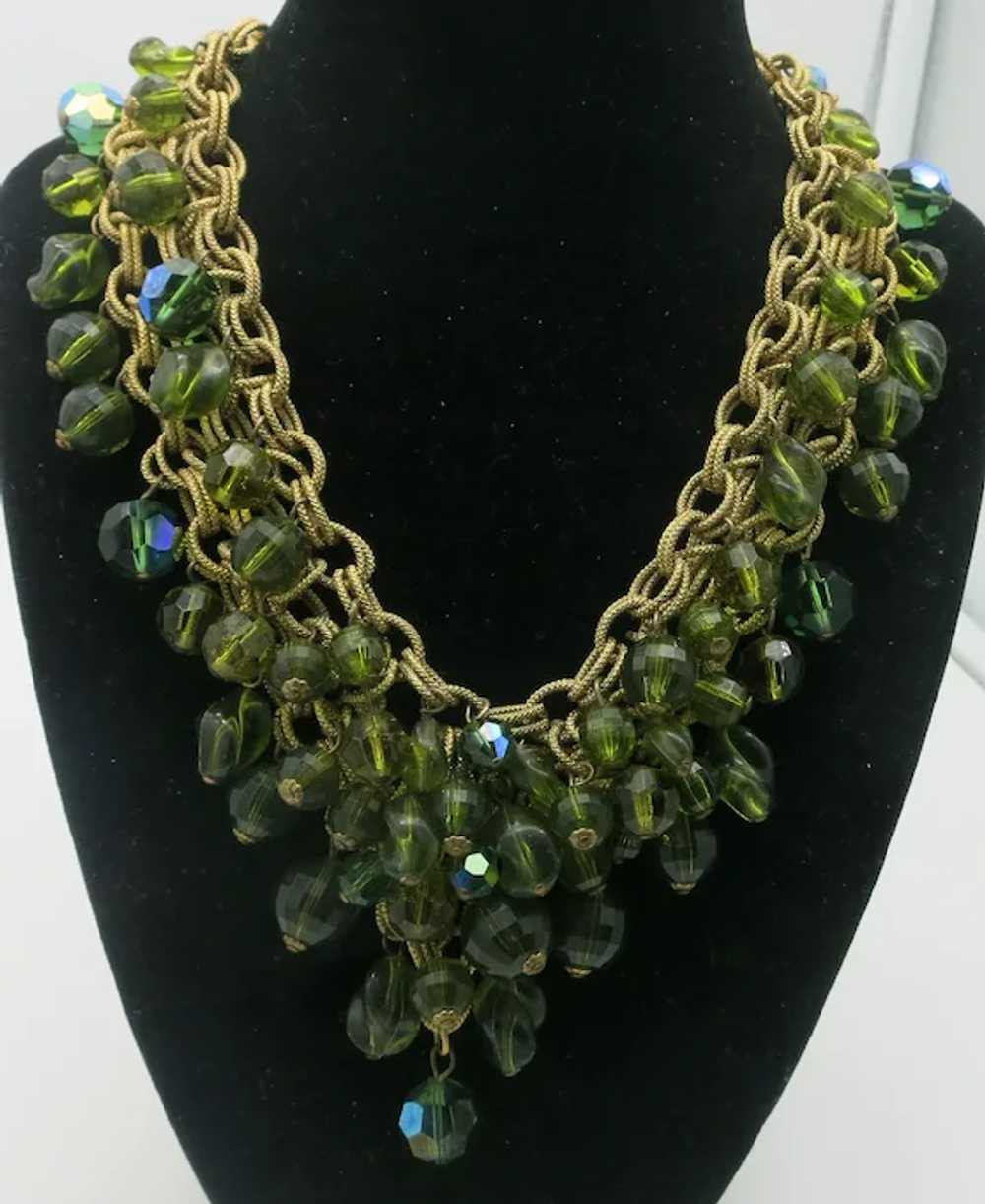 DeMario Dangle Beaded Bib Necklace Gold tone Shad… - image 3