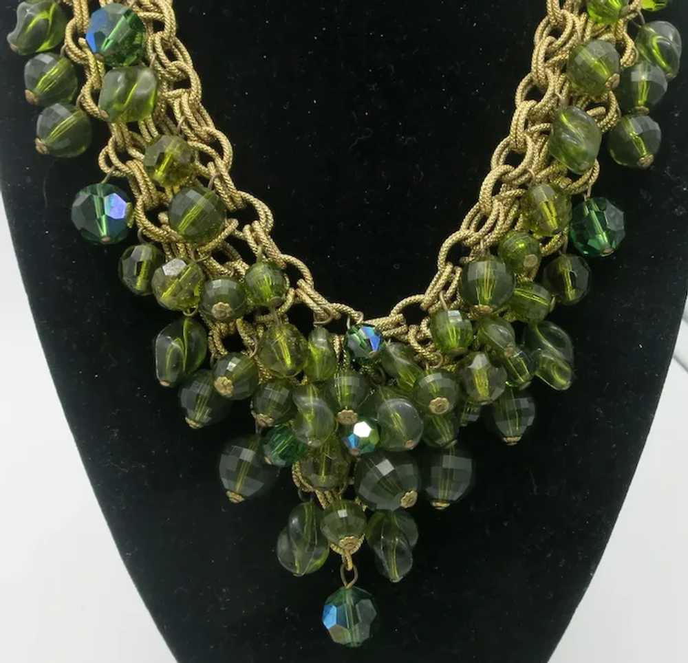 DeMario Dangle Beaded Bib Necklace Gold tone Shad… - image 4