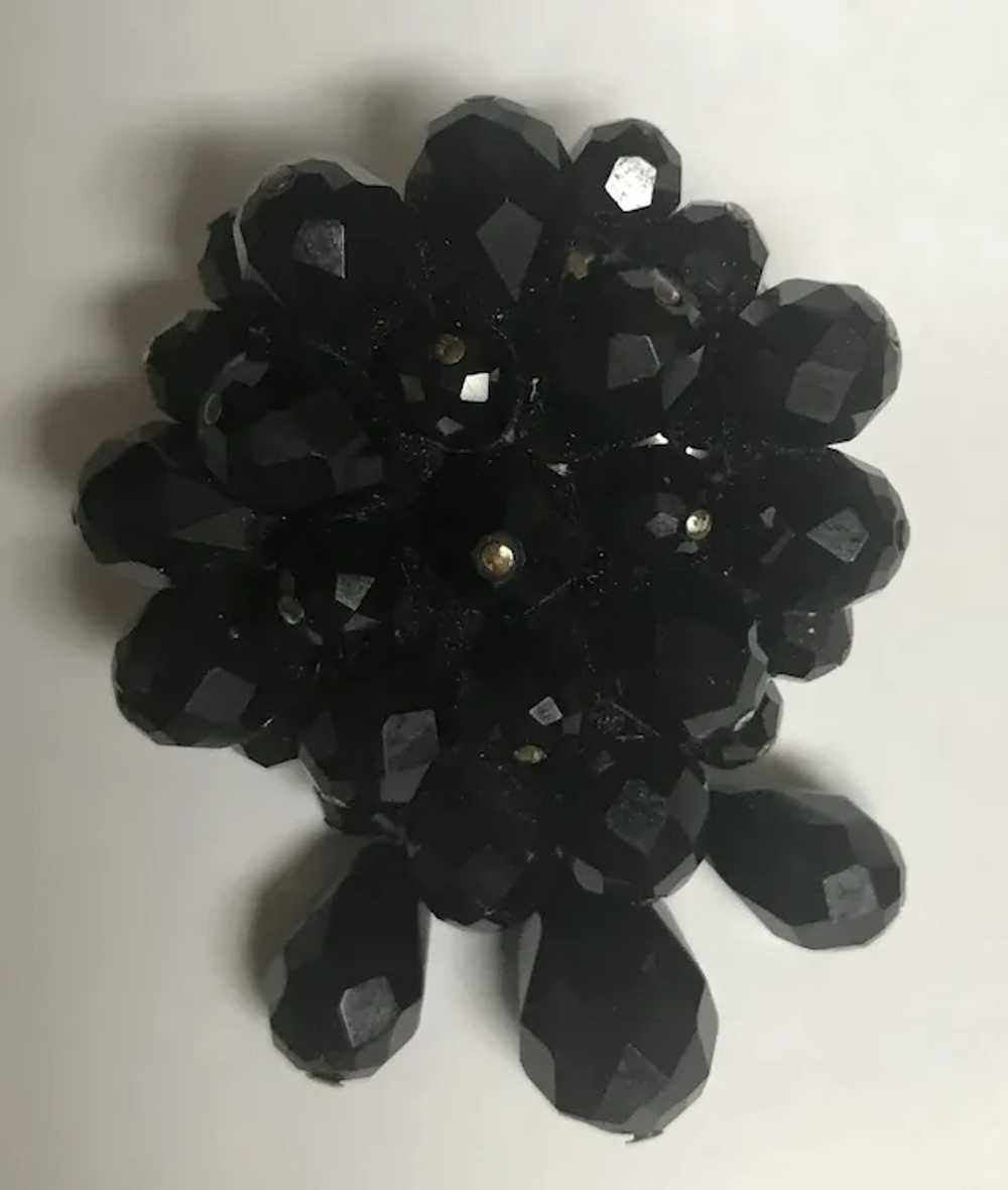 Vintage Black Jet Beads Brooch - image 2