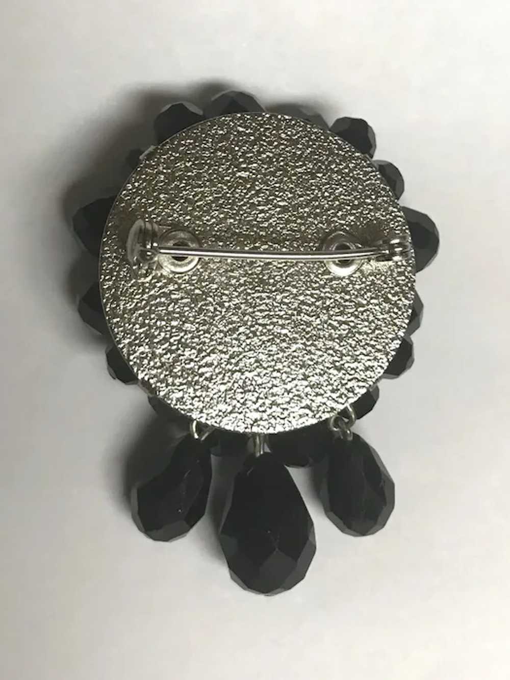 Vintage Black Jet Beads Brooch - image 3