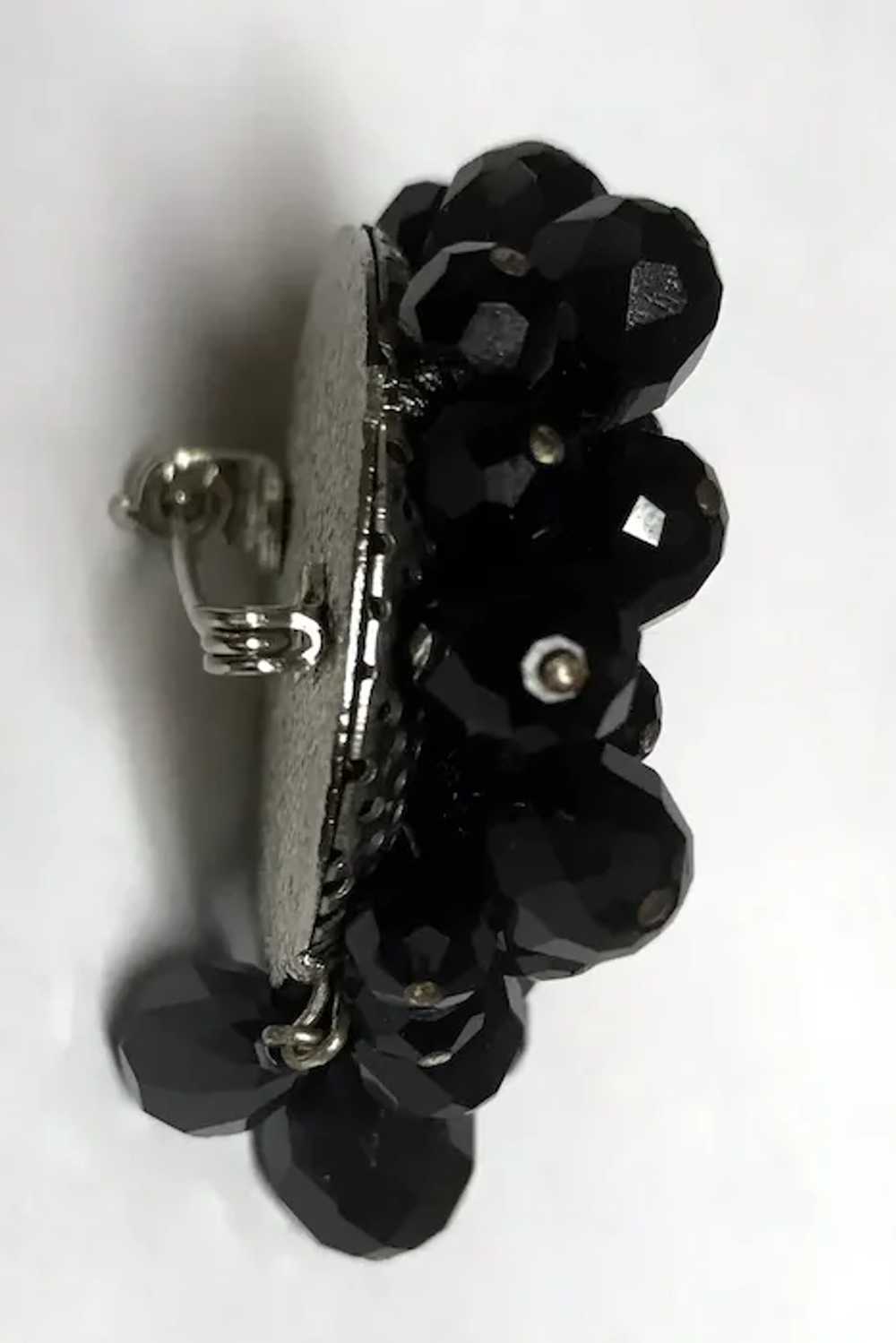 Vintage Black Jet Beads Brooch - image 4