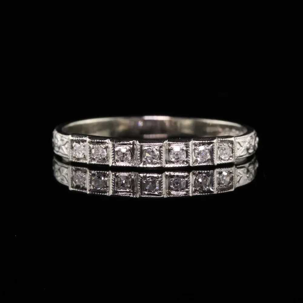 Antique Art Deco 18K White Gold Ring O Romance Di… - image 3