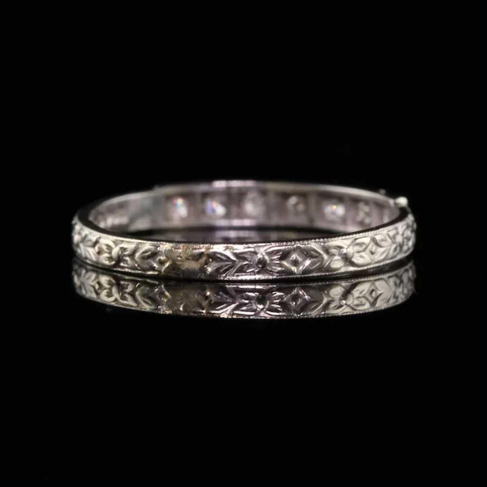 Antique Art Deco 18K White Gold Ring O Romance Di… - image 4