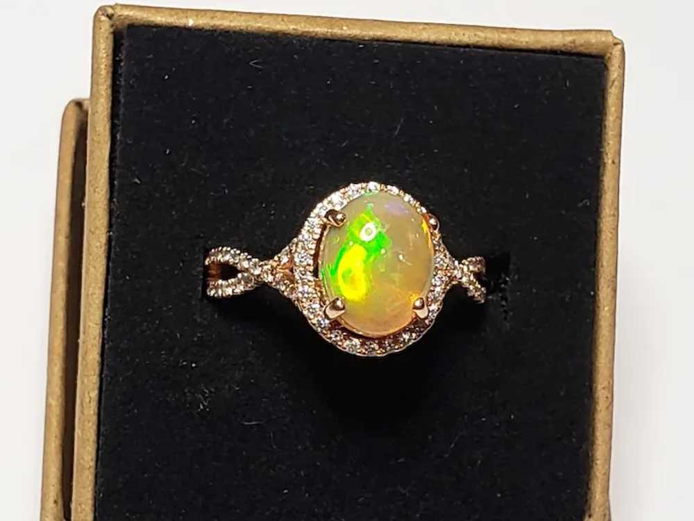 14K Opal Diamond Ring Rose Gold Royal Jewelry Eth… - image 2