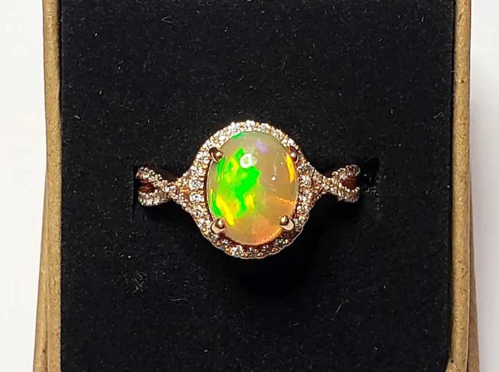 14K Opal Diamond Ring Rose Gold Royal Jewelry Eth… - image 3