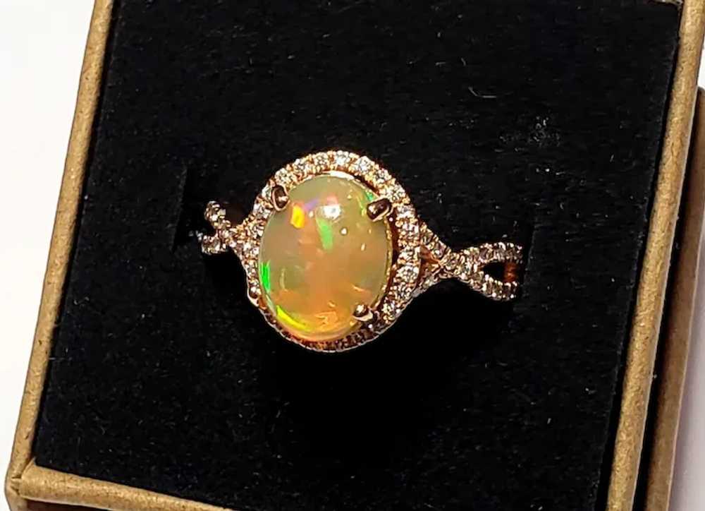 14K Opal Diamond Ring Rose Gold Royal Jewelry Eth… - image 4