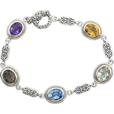 EFFY BH Bracelet. 18k Sterling Silver MULTI-Gemst… - image 1