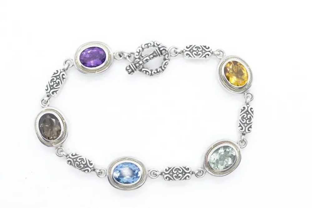 EFFY BH Bracelet. 18k Sterling Silver MULTI-Gemst… - image 2