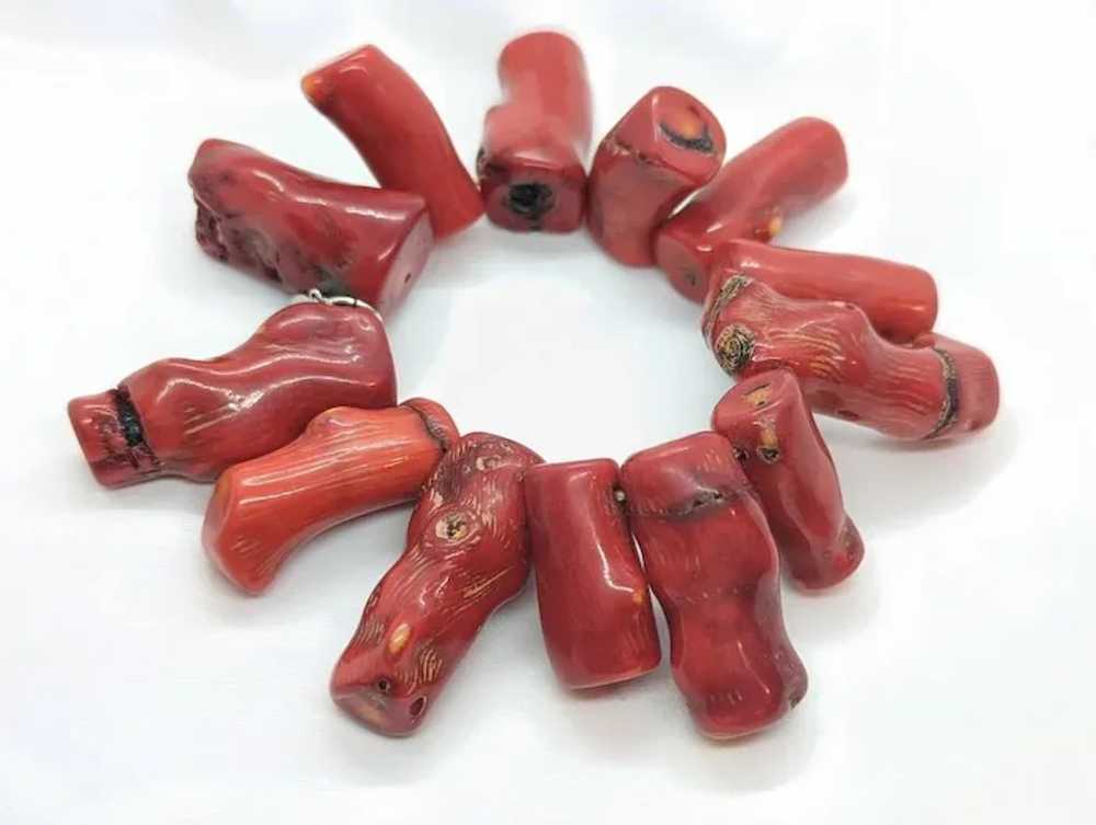 Coral Bracelet. Natural RED Branch Bamboo Coral b… - image 3