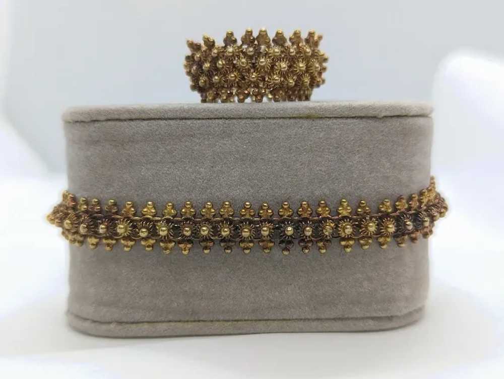 18k Gold BEAD mesh Bracelet and Ring. 18k Gold Ha… - image 3