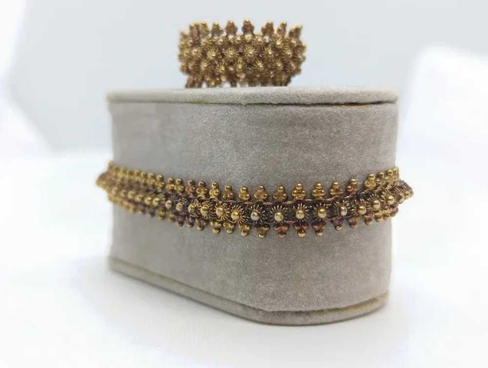 18k Gold BEAD mesh Bracelet and Ring. 18k Gold Ha… - image 9