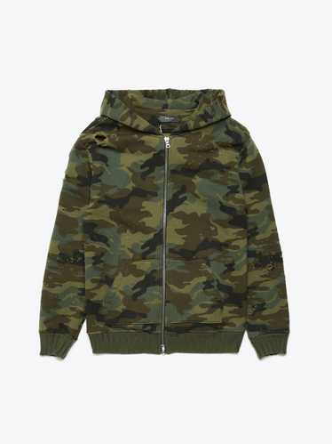 Amiri Camo Printed Distressed Cotton Hoddie