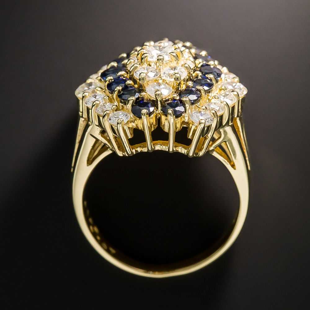 Estate Hexagonal Sapphire and Diamond Cluster Ring - image 3