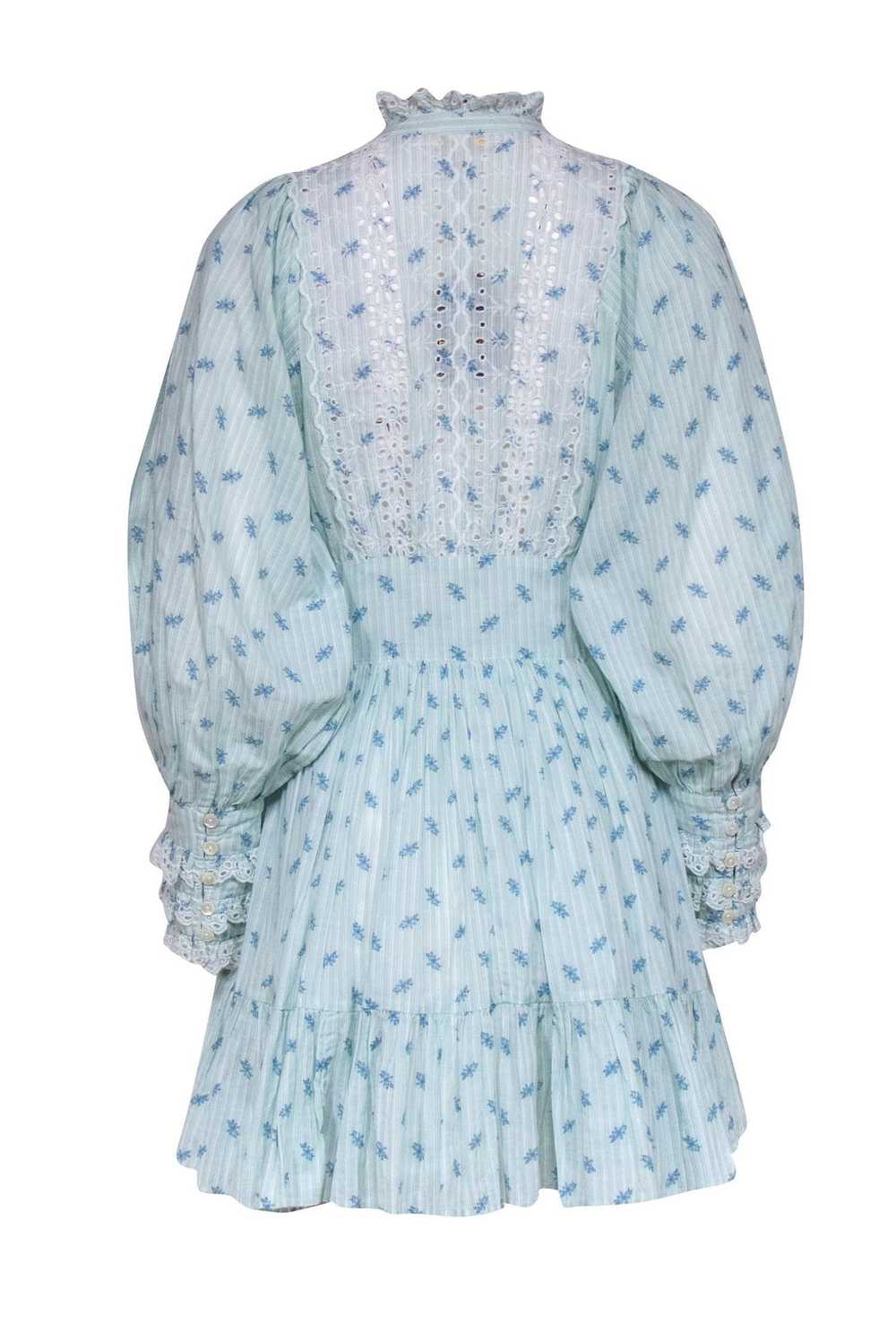 byTimo - Blue Floral Long Sleeve w/ Eyelet Lace D… - image 3