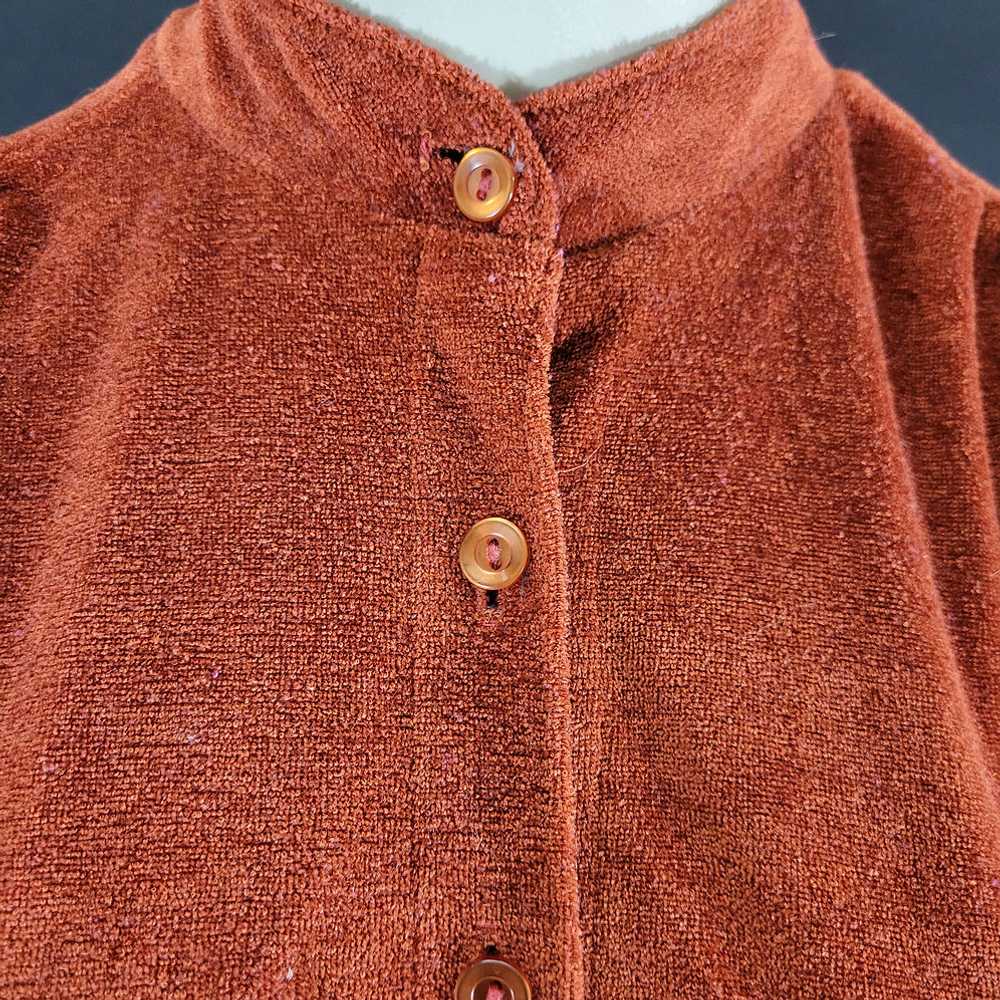 70s/80s Burnt Orange Terry Cloth Shirtwaist Dress - image 4